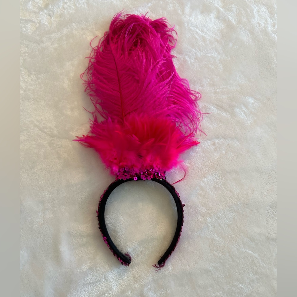 Hot pink feather & sequin headband